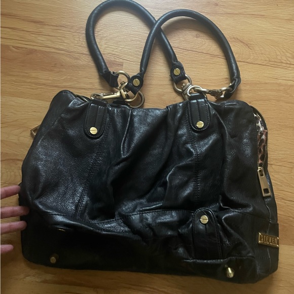 Seven7 Black Leather Tote Bag - Picture 1 of 14